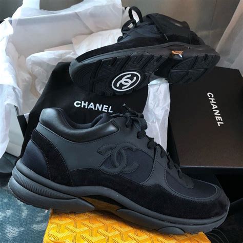 chanel triple black runners mens